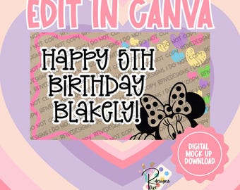 Gluren Minnie 5e verjaardag banner | Digitale download | Canvassjabloon