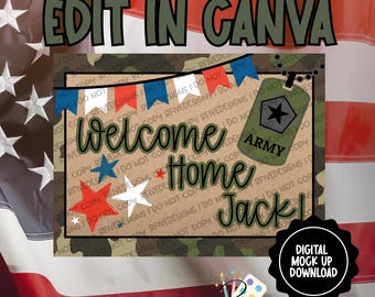 Welkomsthuisbanner leger | Digitale canvassjabloon