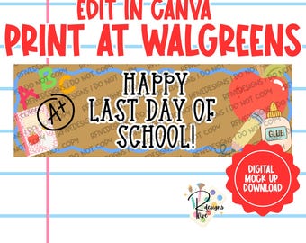 Fijne laatste schooldag | Afdrukbare banner | Digitale download | Afdrukken bij Walgreens