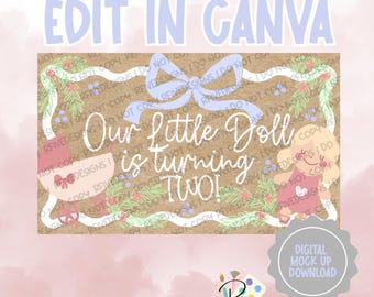 Onze kleine pop 2e verjaardag | Aangepaste canva-sjabloon (digitale download)