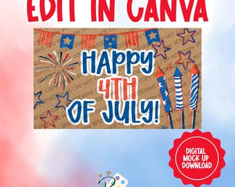 Plantilla de banner para el 4 de julio / Descarga digital / Edita en Canva