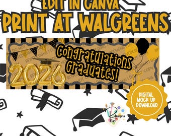 Banner afstudeerfeest 2026 | Canvassjabloon | Digitale download | Afdrukken bij Walgreens