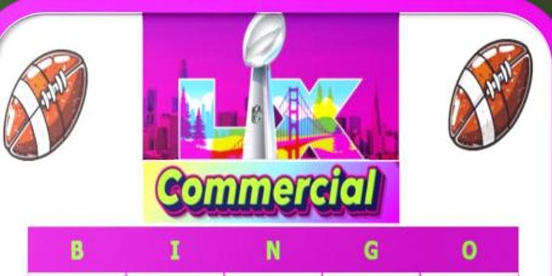 Commercial Bingo – Big Game Watch Party, Printable Cards (instant ...