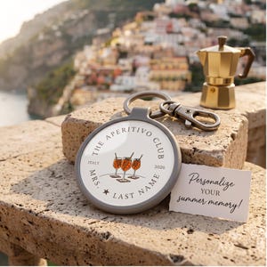 Personalized Aperitivo Spritz Keychain, Custom Mrs Star Last Name Keyring, Italy Destination Wedding Favor, Bachelorette Gift Bag Charm