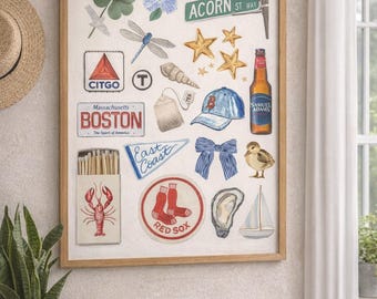 Boston Collage Art Print – Fenway, Red Sox, East Coast Vibes (Digital Download)
