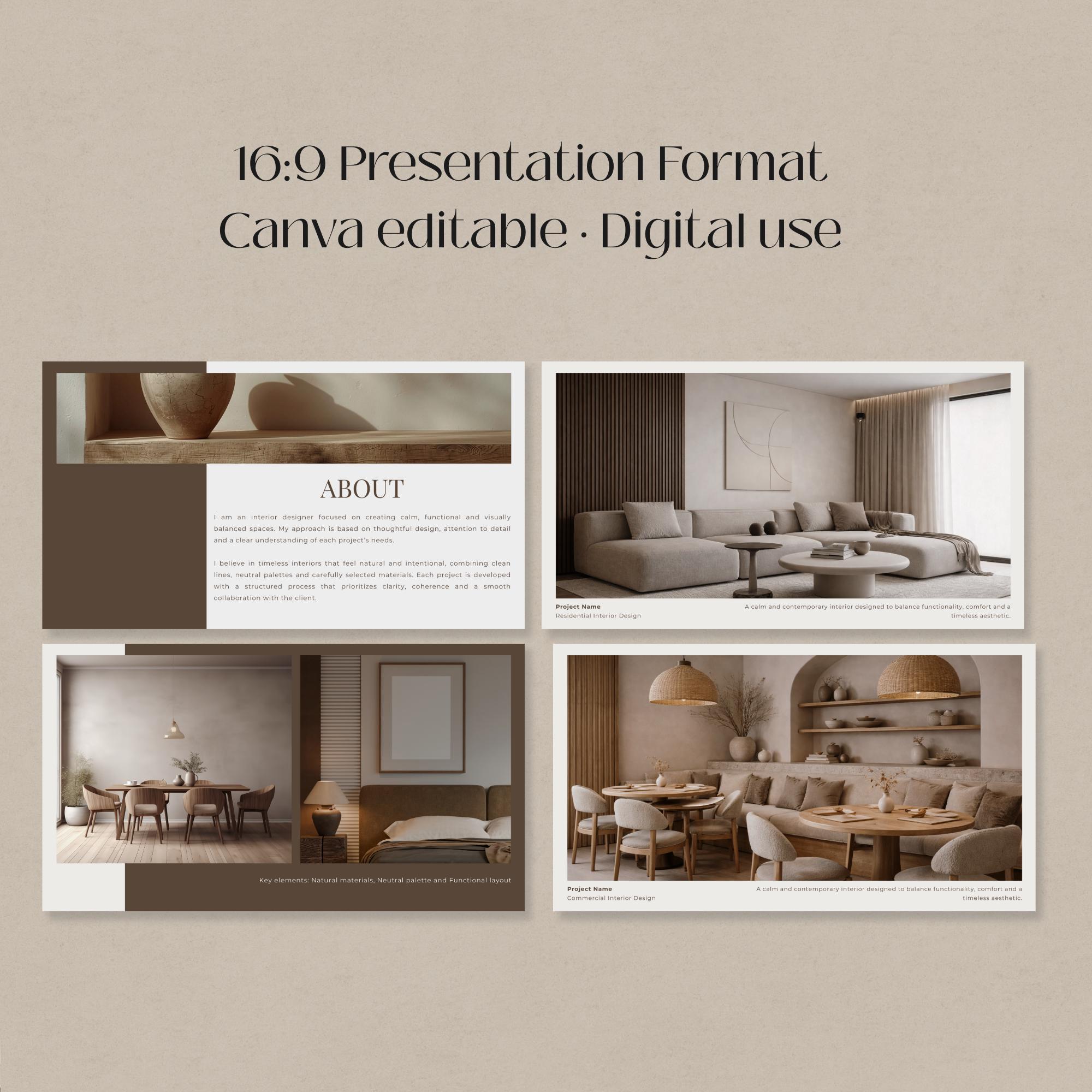 Interior Design Portfolio Template Canva | Minimalist Presentation ...