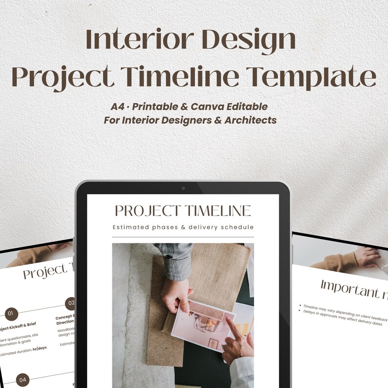 Interior Design Project Timeline — A4 Printable & Canva Editable ...