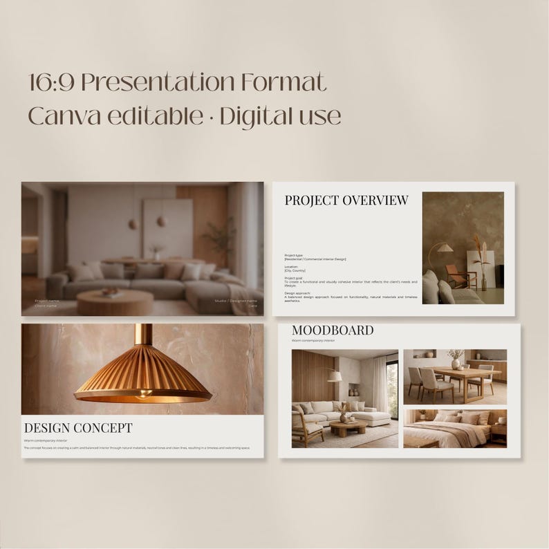 Interior Design Client Presentation Template | Canva Editable 16:9 ...