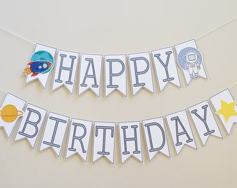 Space Birthday Party Banner Personalized | Space Party Theme, Space Party Decoration, Kids Space Birthday, Planet Birthday Banner, Moon
