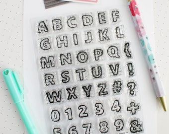 Sketchy Alphabet Stamp Set - Clear Stamps, Made in USA | Letters, Numbers, Symbols