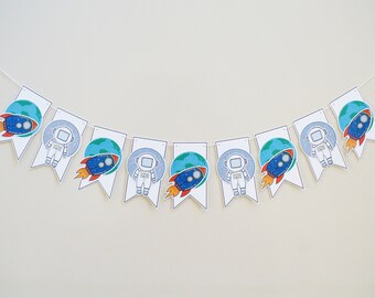 Space Birthday Party Banner | Space Party Theme, Space Party Decoration, Kids Space Birthday, Planet Birthday Banner, Moon, Spaceship