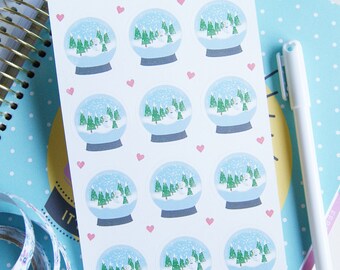 Snow Globe Stickers , Holiday Stickers, Christmas Gift Wrapping , Christmas Stickers , Sticker Sheet , Stationery , Gifts , Kawaii