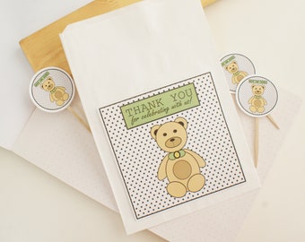 Bear Theme Treat Bag | Boy or Girl | Bear Party Theme, Gender Reveal, Gender Neutral Baby Shower Party Decoration, Sweet Treats Bag, Cute