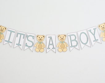 Bear Party Banner | It's A Boy | Bear Party Theme, Baby Shower Party Decoration, Banner, Cute, Kawaii