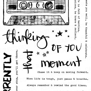 Daily Thoughts Stamp Set Clear Stamps, Made in USA Sentiment, Phrase, Sayings, Cassette Tape image 5