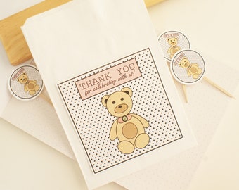 Bear Theme Treat Bag | It's A Girl | Bear Party Theme, Baby Shower Party Decoration, Treat Bags, Favor Bags, Sweet Treats Bag, Cute, Kawaii