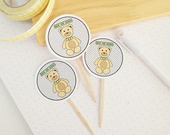 Bear Cupcake Toppers | Boy or Girl | Bear Party Theme, Gender Reveal, Gender Neutral Baby Shower Party Decoration, Party Decor, Cute