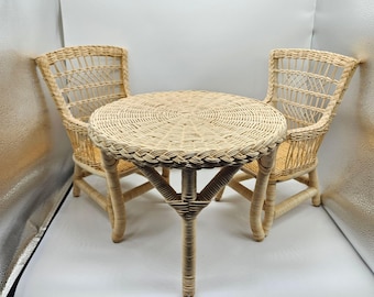 American Girl Pleasant Company Samantha's Wicker Table chairs Victorian Set