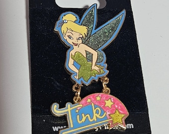 Disney Tinker Bell Tink with Wand Glitter Dangle Pin Hong Kong 2007
