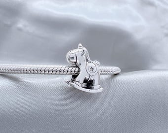 Bruno the Unicorn Rocking Horse Charm,silver charm,Charms for Pandora Bracelet