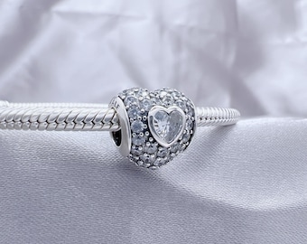 S925 silver openwork starry heart-shaped beads, suitable for Pandora bracelets