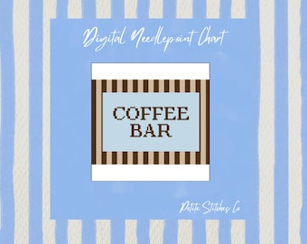 Coffee Bar Needlepoint Chart 13 Mesh | Digital Download