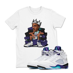 Tee Shirt Matching AJ 5 Grape 2025 To Match Sneakerhead King TShirt, Shirt To Match Jordan 5 Grape Sneaker Tees, Jordan 5 Tshirt Adult Youth