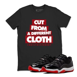 Shirt Match AJ 11 Low Bred 2025 Sneaker Matching Tee Cut From A Different Cloth, Sneaker Label Jordan 11 Low Bred Sneaker Matching T Shirt