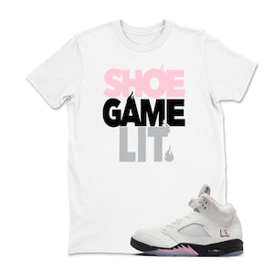 Shirt To Match Retro 5 Soft Pink AJ5 - Not like US Sneaker Tees, Jordan 5 Medium Soft Pink 35th Anniversary Youth and Adult Tshirt