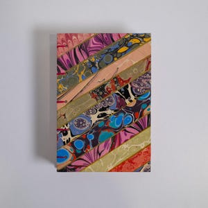 Handmade Marbled Notebook, Ebru Journal, Handbound Sketchbook, Turkish Marbling Art Journal, Patchwork Hardcover Notebook