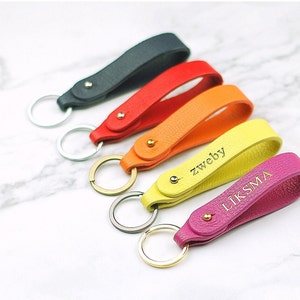 Personalised Colorful Leather Key loop / Keychain with embossed name or initials