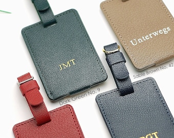 Gepersonaliseerde leren bagagelabel in kleur naar keuze