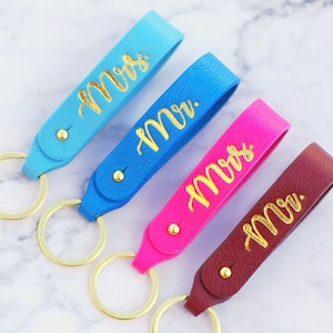 Set of 2 Mrs. and Mr. Leather Key loop, Leather Keyfob gift for Newly Married Couple image 1