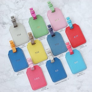 Personalized Leather Luggage Tag with custom monogram image 6