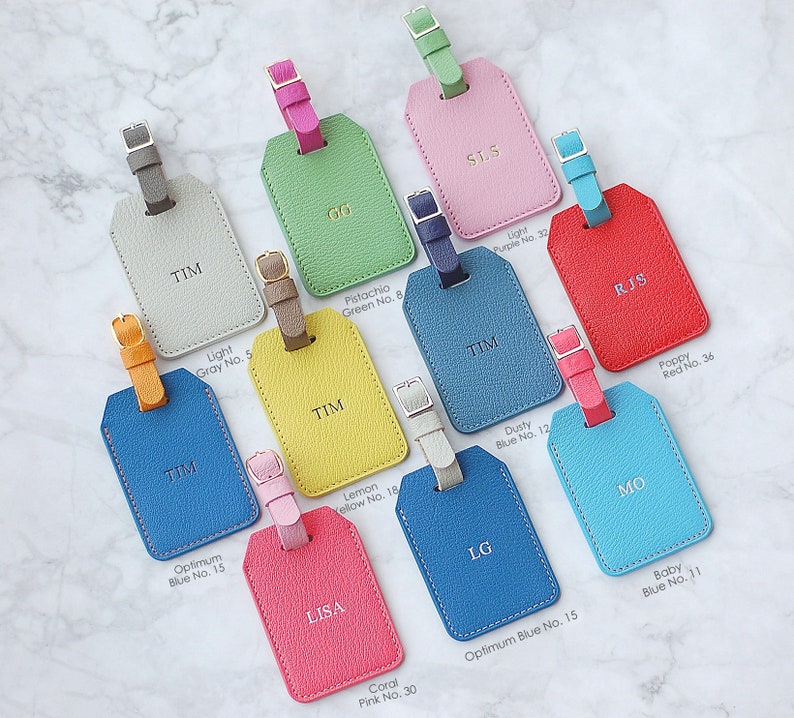 Personalized Leather Luggage Tag with custom monogram zdjęcie 6