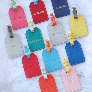 Personalized Leather Luggage Tag with custom monogram zdjęcie 9