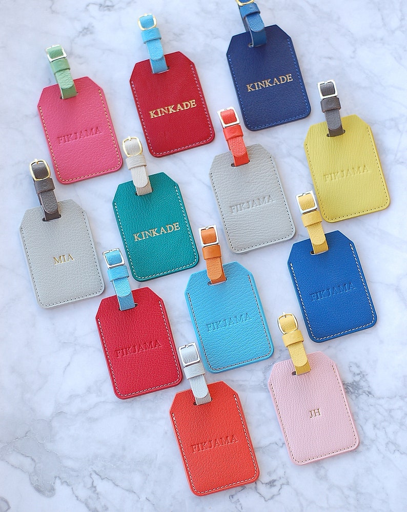 Personalized Leather Luggage Tag with custom monogram zdjęcie 9