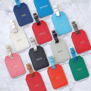 Personalized Leather Luggage Tag with custom monogram image 4