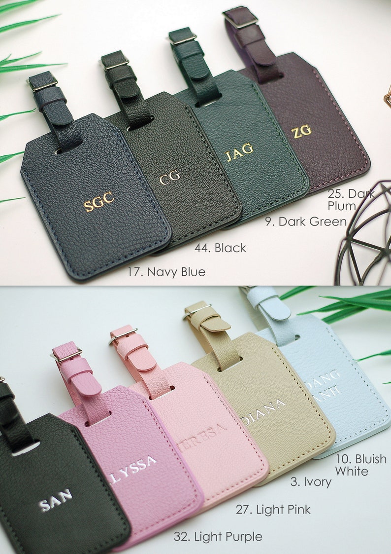 Personalized Leather Luggage Tag with custom monogram zdjęcie 10