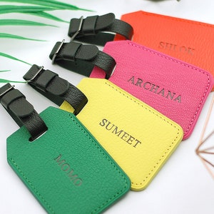 Colorful Leather Luggage Tag with personalisation