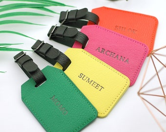 Colorful Leather Luggage Tag with personalisation