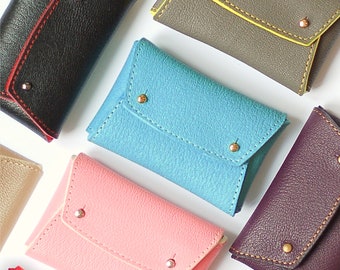 Estuche para tarjetas de visita, Cartera de cuero para tarjetas de visita, Tarjetero, Tarjetero sencillo, Tarjetero minimalista