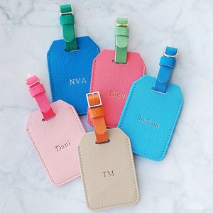 Personalized Leather Luggage Tag with custom monogram zdjęcie 5