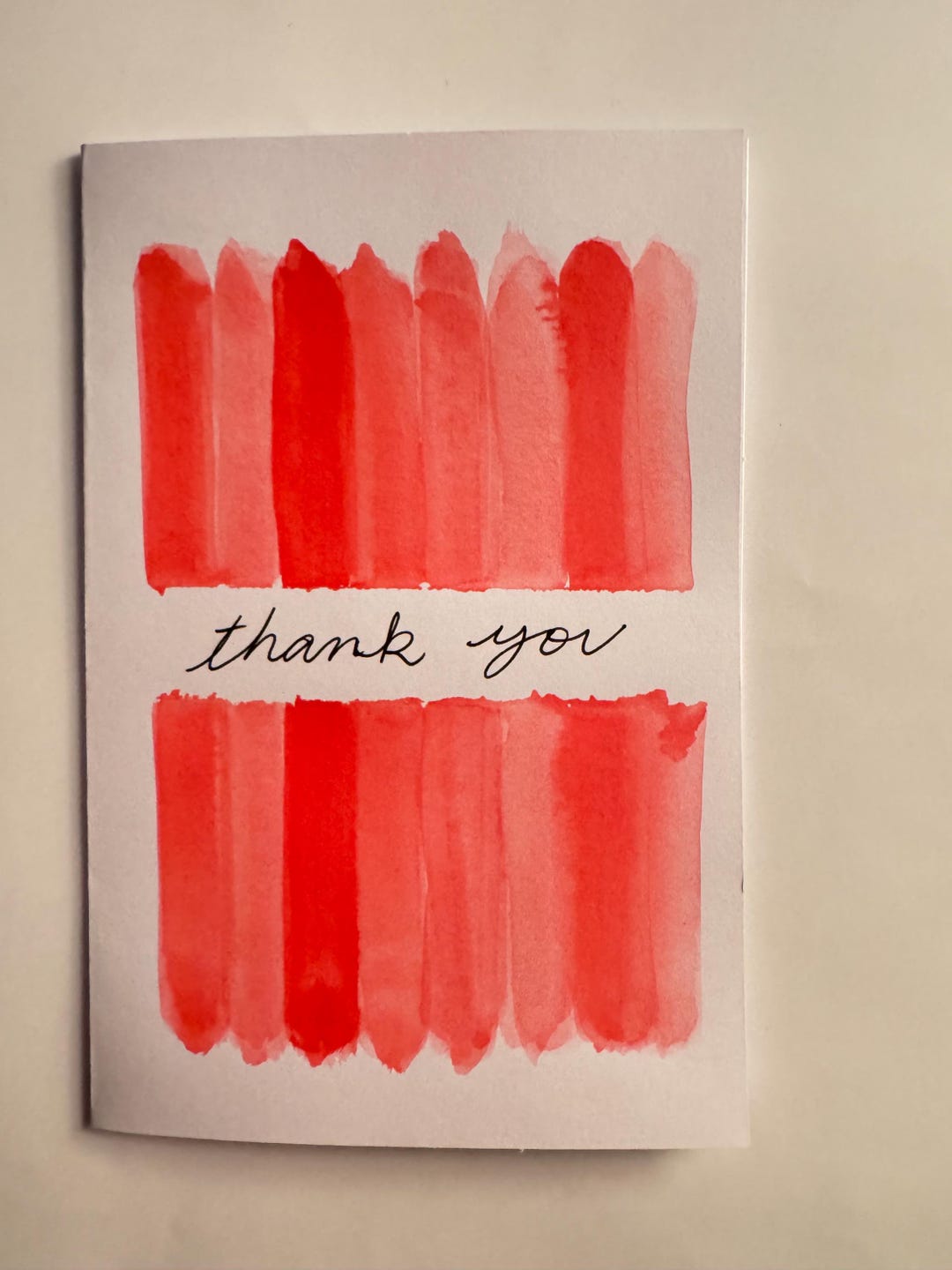 Thank You Card | Hand-painted Watercolor Thank You Card | Modern Red ...