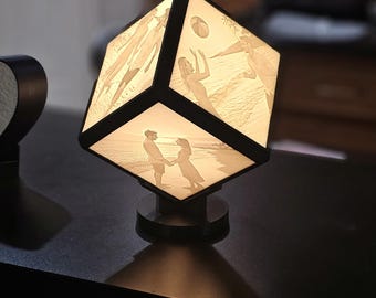 Personalized Lithophane Cube Photo Lamp | Custom 6-Photo Night Light | Gift for Couples, Families & Anniversaries