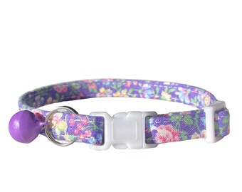 Cat Collar, Floral "Meadow Romance" Kitten Collar with White Breakaway Buckle