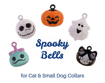 Halloween Bells, Spooky Cat Collar Bell, Fall Season Speciality Fashion Collar Accessory for Cats, Kittens, and Small Dogs