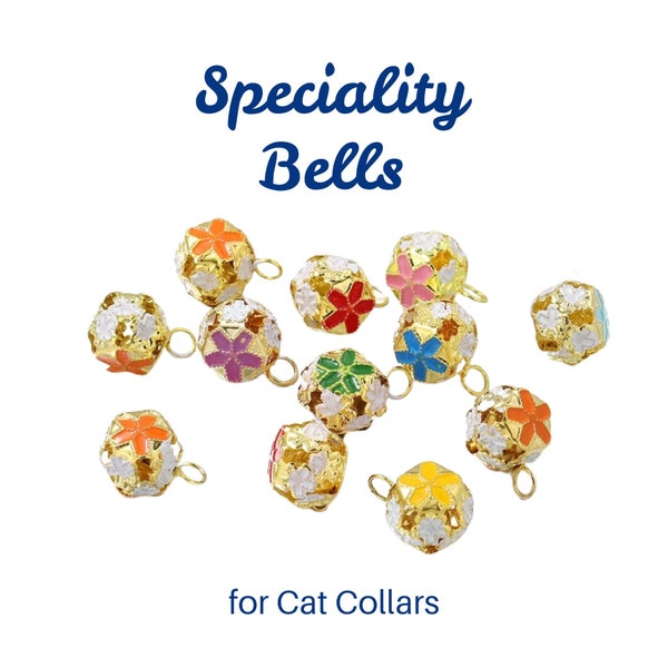 Cat Collar Bell, Gold Flower Bells for Cats, Kittens, Speciality Fashion Collar Accessory Trendy Enamel Bells
