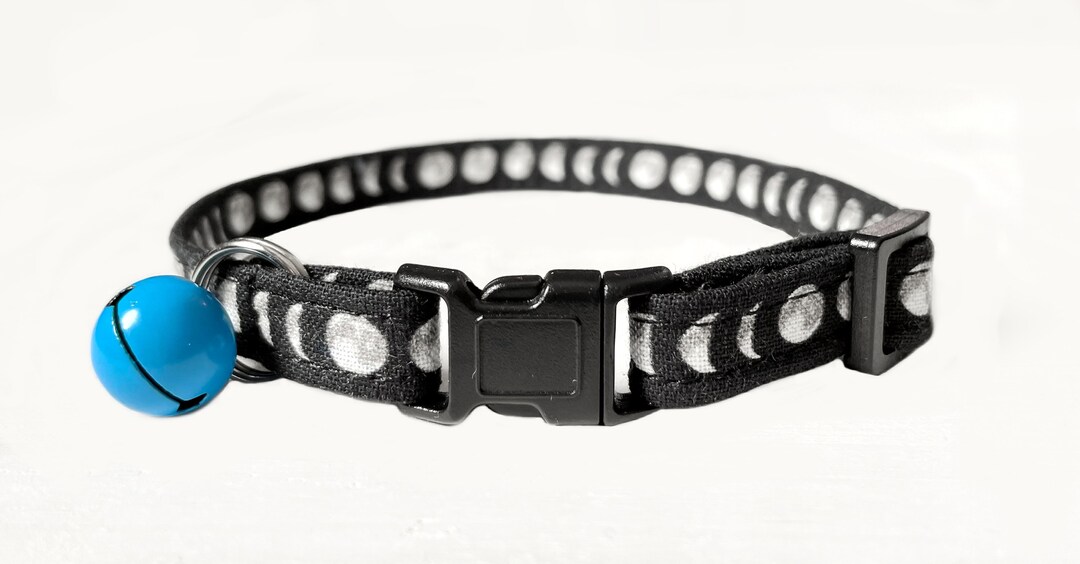 Moon Cat Collar With Bell Breakaway Kitten Collar Black Gray Etsy
