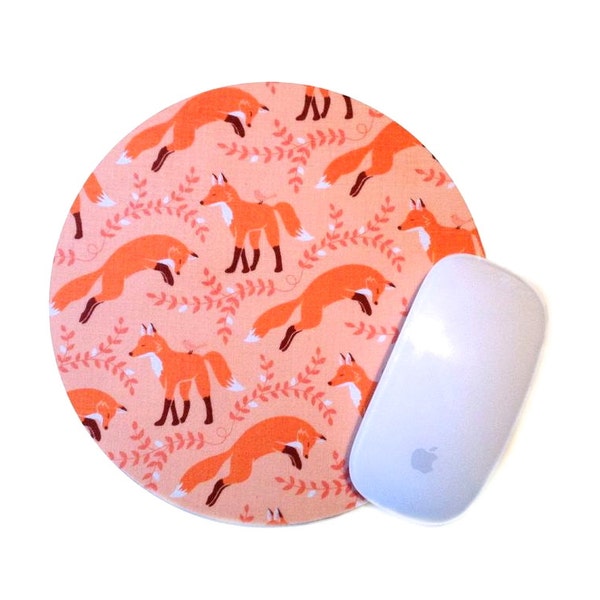 LETZTE Fuchs Maus Pad / Pfirsich Orange braun Wohnkultur / Schreibtisch / Les Amis Michael Miller / leicht geschlagen Kätzchen